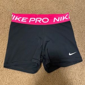 Nike Pro Womens 3” Shorts Waistband Pink Size S